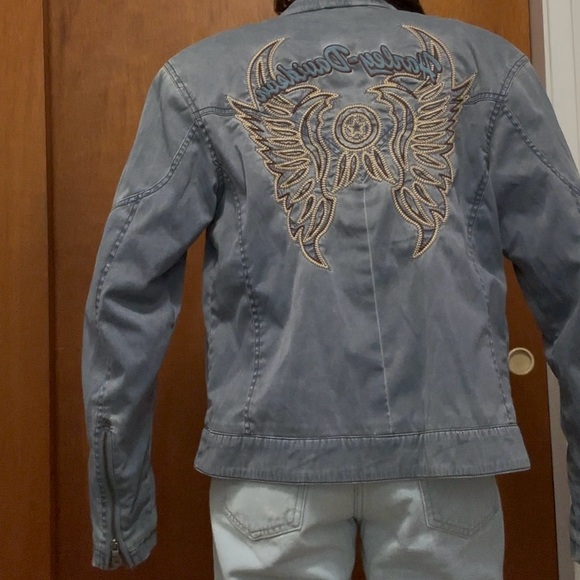 Women's Harley- Davidson Blue Gray Denim Jacket - Picture 2 of 4